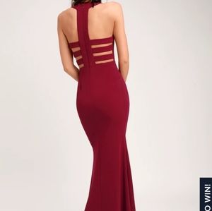 Lulus burgundy backless formal dress